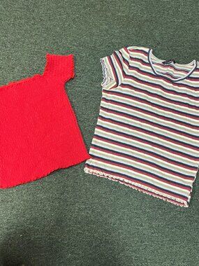 vintage Hollister red baby doll top & American Eagle Outfitters Striped crop top